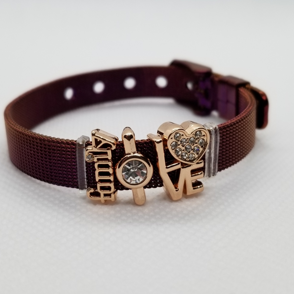🧡5⭐ Family Charm Purple Mesh Bracelet - Picture 6 of 7
